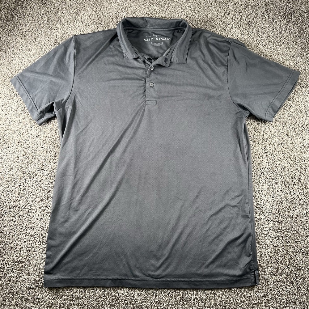 Mizzen+Main Phil Mickelson Shirt‎ Mens Large Gray Performance Golf Polo Dadcore
